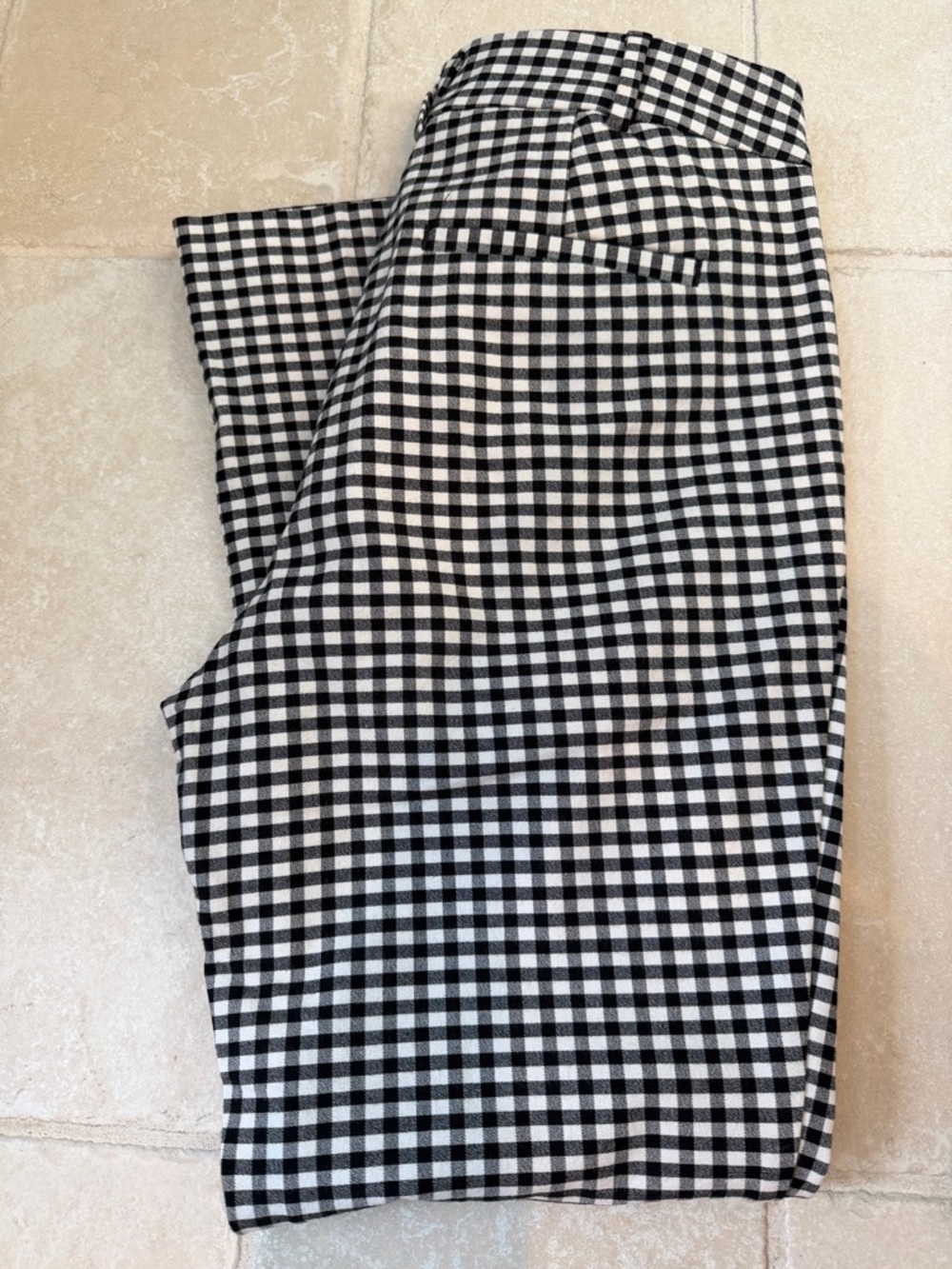 Anthropologie Black & White Gingham Chinos with Coral Trim - Picture 5 of 5